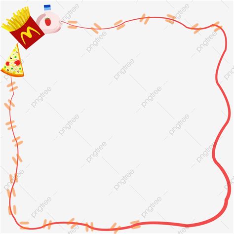 French Fries Pizza Border Decoration, French Fries Border, Pizza Border, Fast Food Border PNG 
