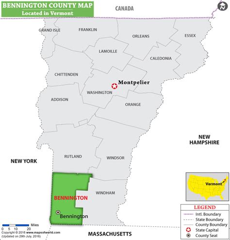 Bennington County Map Vermont