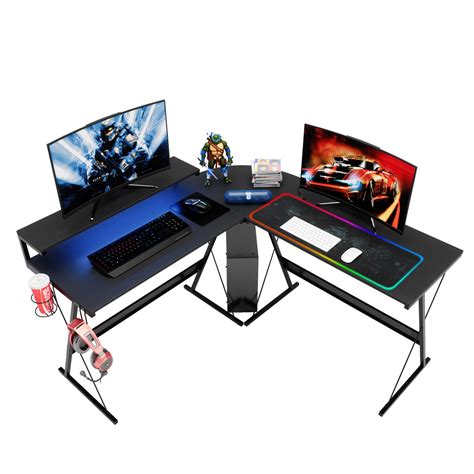 Bestier L Shaped Gaming Desk Led Large 55 Pc Corner Computer Gaming