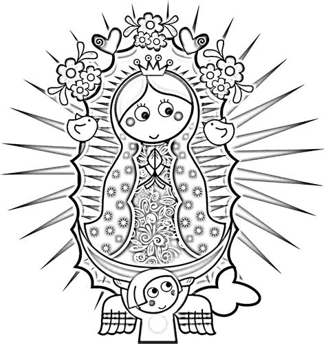 Guadalupe Virgen Coloring Pages Colorear Para Plis Virgencita Imagenes