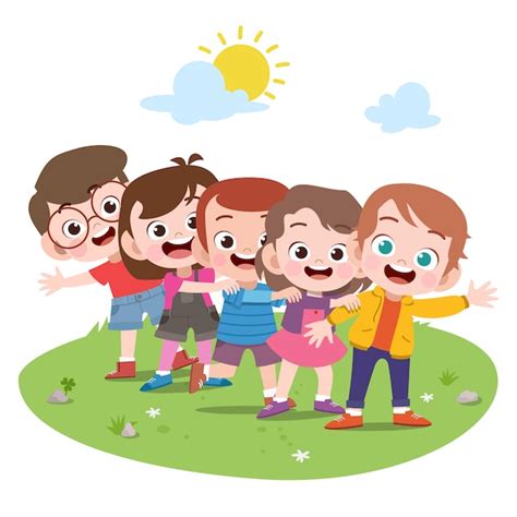 Premium Vector Happy Kids Playing Together