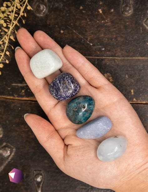The Throat Chakra Healing Set Chakra Crystals Tumbled Stones Etsy