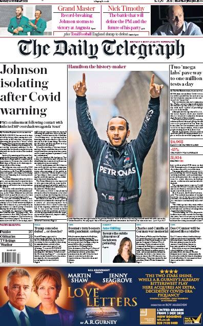 The Daily Telegraph Uk Front Page For 16 November 2020 Paperboy