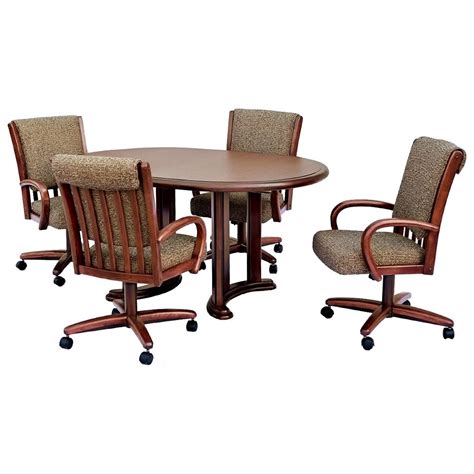 Chromcraft Custom Dining 5 Piece Dining Set With Chairs On Casters