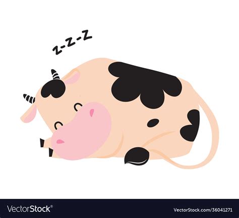 Cute Sleeping Baby Cow Adorable Funny Farm Animal Vector Image
