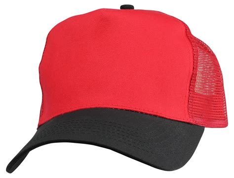 Plain Baseball Cap W Mesh Back Strong Cotton Twill Front In Red And