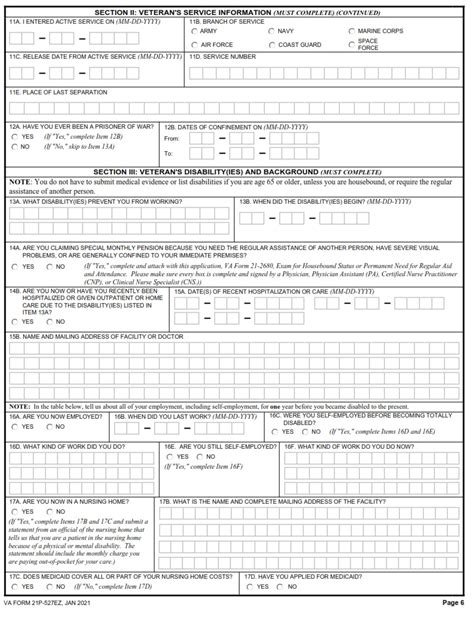 Va Form 21 527ez Application For Veterans Pension Va Forms