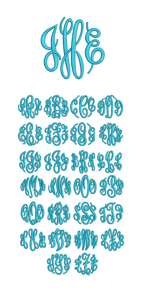 Circular Script Embroidery Monogram Embroidery Monogram Fonts