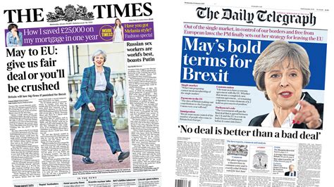 Newspaper Headlines Theresa May S Brexit Deal Or No Deal