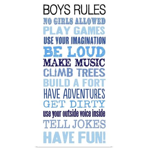 Boys Rules Poster Art Print Childrens Home Decor Ebay
