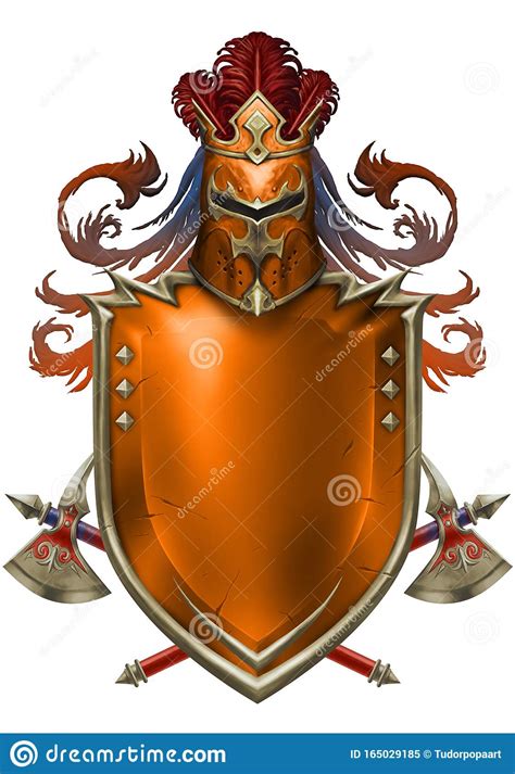 Beautiful Heraldic Shield With Helm Crest Illustration Cartoondealer