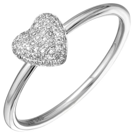 Heart Shaped Ring Band 14k White Gold 011 Ct Natural White Diamond