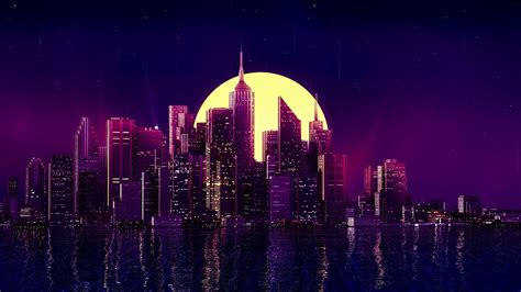 ネオン 都市 紫色の背景 Hdデスクトップの壁紙 Wallpaperbetter
