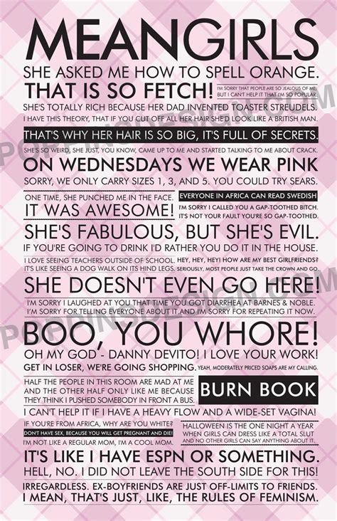 Mean Girls Burn Book Quotes Shortquotescc