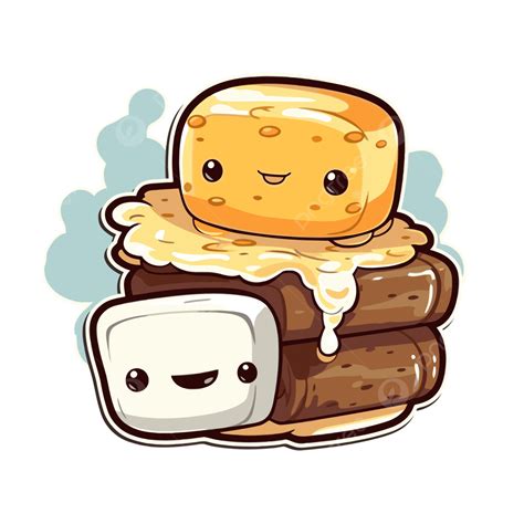 Marshmallow And S Mores Icon Vector Kawaii Design Clipart Smores