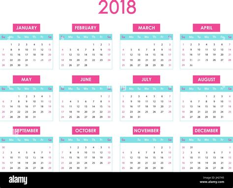 The 2018 Calendar Stock Vector Image And Art Alamy