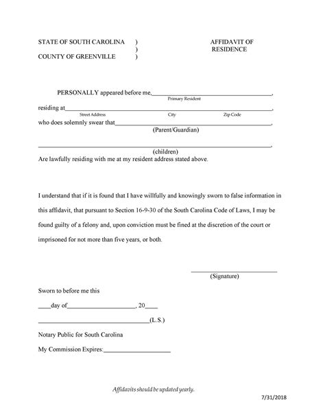 Free Proof Of Residency Letter Affidavit Of Residence Pdf Word Images