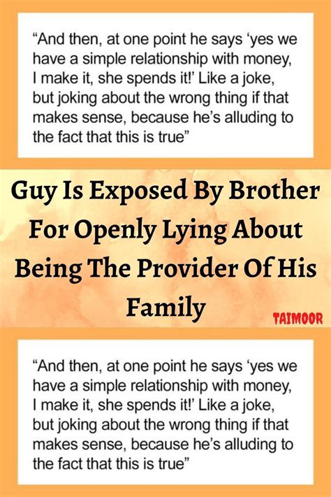 An Orange And White Photo With The Words Guy Is Exposed By Brother For Open Living About Being