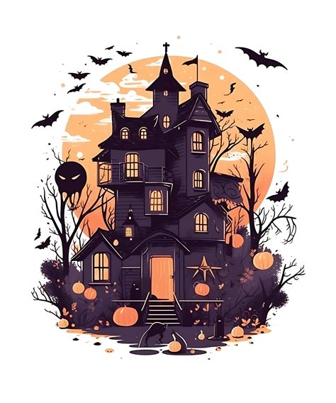 Watercolor Halloween Witch House Sublimation Clipart Png Background