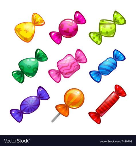 Funny Cartoon Colorful Candies Set Royalty Free Vector Image