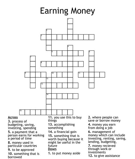 Earning Money Crossword Wordmint