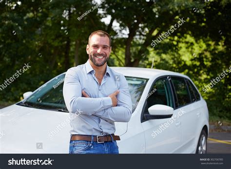 Handsome Man Standing Front Car Stock Photo 302700785 Shutterstock