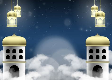 Background Latar Belakang Islam Dengan Masjid 3d Di Scene Malam