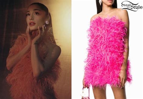 Ariana Grande Pink Feather Dress Fashnfly