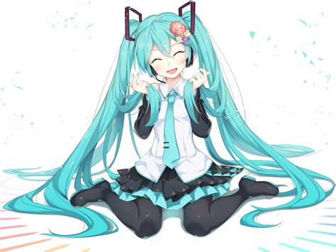 Aqua Hair Hatsune Miku Long Hair Tagme Artist Tie Twintails Vocaloid Konachan Com Konachan