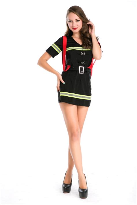 Halloween New Female Fireman Costumes Adult New Style Sexy Uniform