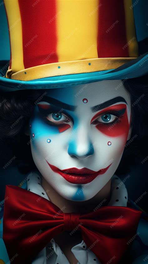 Premium Ai Image Clown Girl Wearing Makeup On A Top Hat