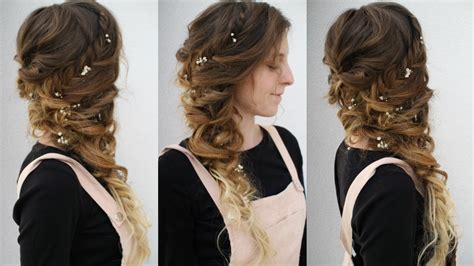 Curling thick long hair extension can be made easy by increasing the heat setting to more than 400°fahrenheit so that the. Side Swept Curly Braided Style | Cascading hairstyles ...