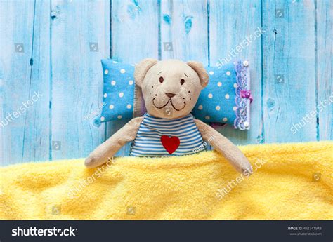 Childrens Soft Toy Teddy Bear Bed Stock Photo 492741943 Shutterstock