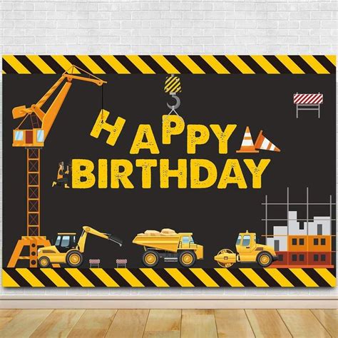 Construction Party Photo Backdrop Banner First Birthday Construction