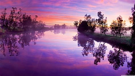 Purple River Reflection Ultra Hd Desktop Background Wallpaper For