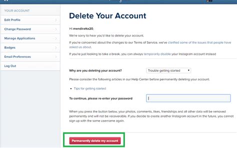 The option to permanently delete your account will only appear after you've selected a reason from the menu. How to Permanently Delete Instagram in 2018 - AppInformers.com