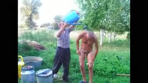 Fkknude Grandpa Taking A Shower In The Farm