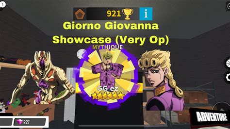 Giorno Giovanna Showcase He Is Very Op Anime Brawl All Out Youtube