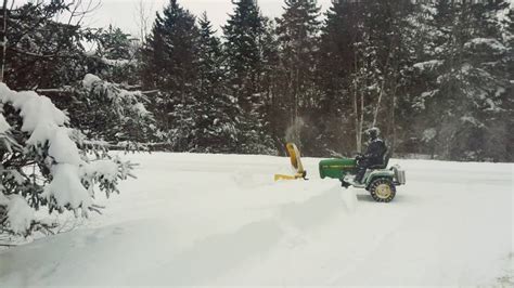 John Deere 318 Blowing Snow With 47 2752m Two Stage Blower Youtube