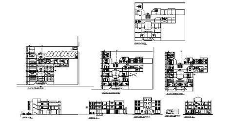Storey Hotel Building With Section And Elevation In Autocad