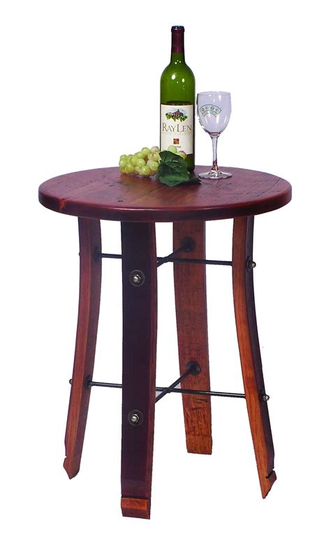 Round Wine Barrel Stave End Table 2 Day Designs 4064 The Rustic
