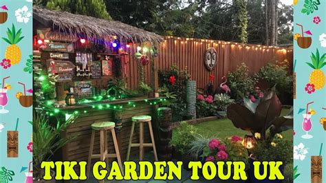 Great for your backyard tiki bar! Tropical Tiki Garden Tour UK! Garden Makeover - YouTube