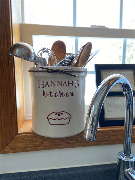 Personalized Kitchen Utensil Crock Utensil Holder 1 Gallon Etsy