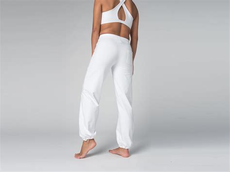 Pantalon de yoga Param coton Bio et Lycra Blanc Vêtements de yoga Femme Boutique Yoga