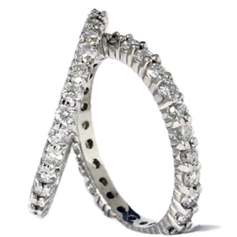 2ct Diamond Eternity Stackable Wedding Rings Set 14k White Gold Womens