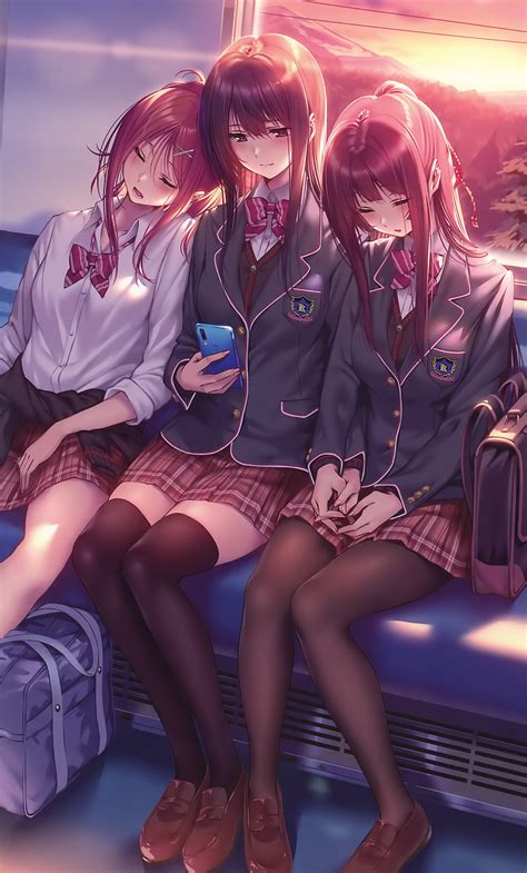 1280x2120 Anime Girls Tired After School 5k Iphone 6 Hd 4k Wallpapers