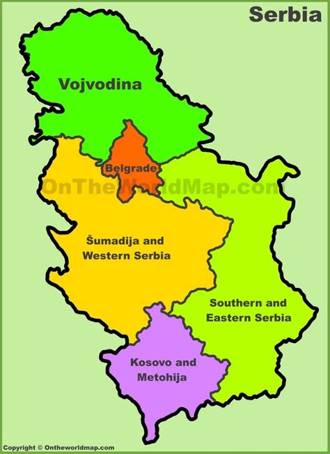 Statistical Regions Map Of Serbia Serbia Map Vojvodina