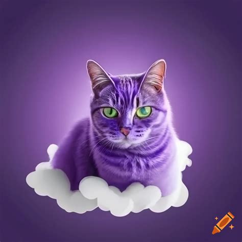 Artistic Depiction Of A Flying Purple Cat