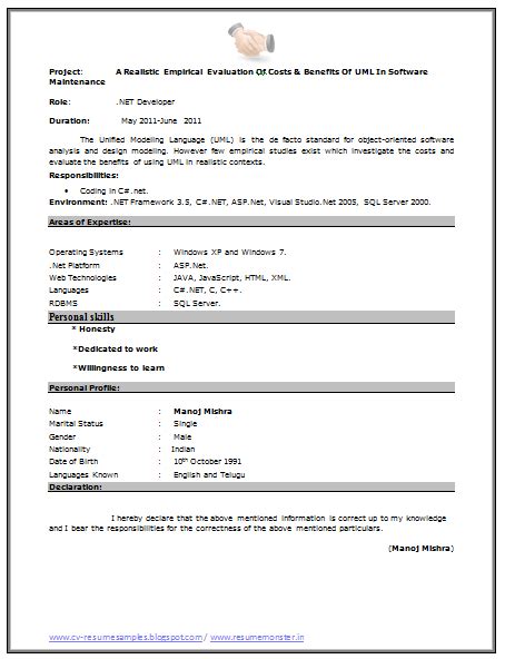 Declaration in resume is a mode of faith and simplicity upon the candidate, where the hr discovers genuine information provided by the candidate. Fresher Resume Sample (Page 2) | Resume, Resume format ...