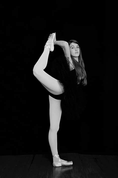 HD Wallpaper Grayscale Photography Of Ballerina Doing Trick Dance
